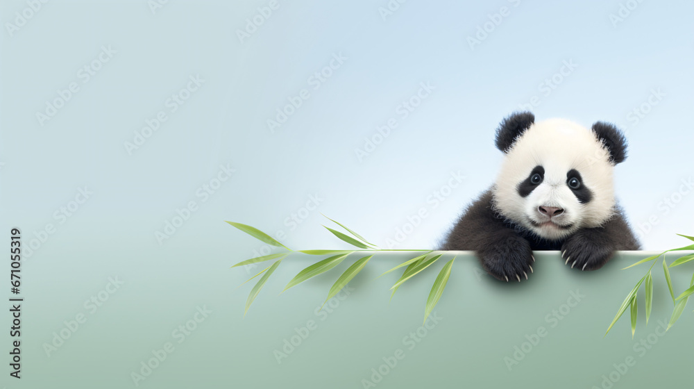 Naklejka premium Baby Panda Background for Wildlife Protection Presentations and Environmental Awareness Campaigns.