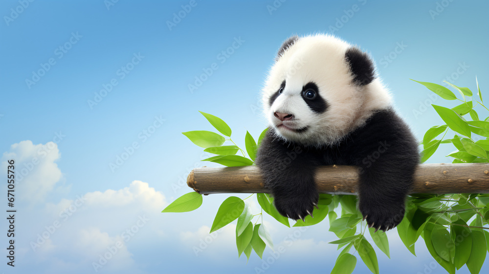 Obraz premium Baby Panda Background for Wildlife Protection Presentations and Environmental Awareness Campaigns.