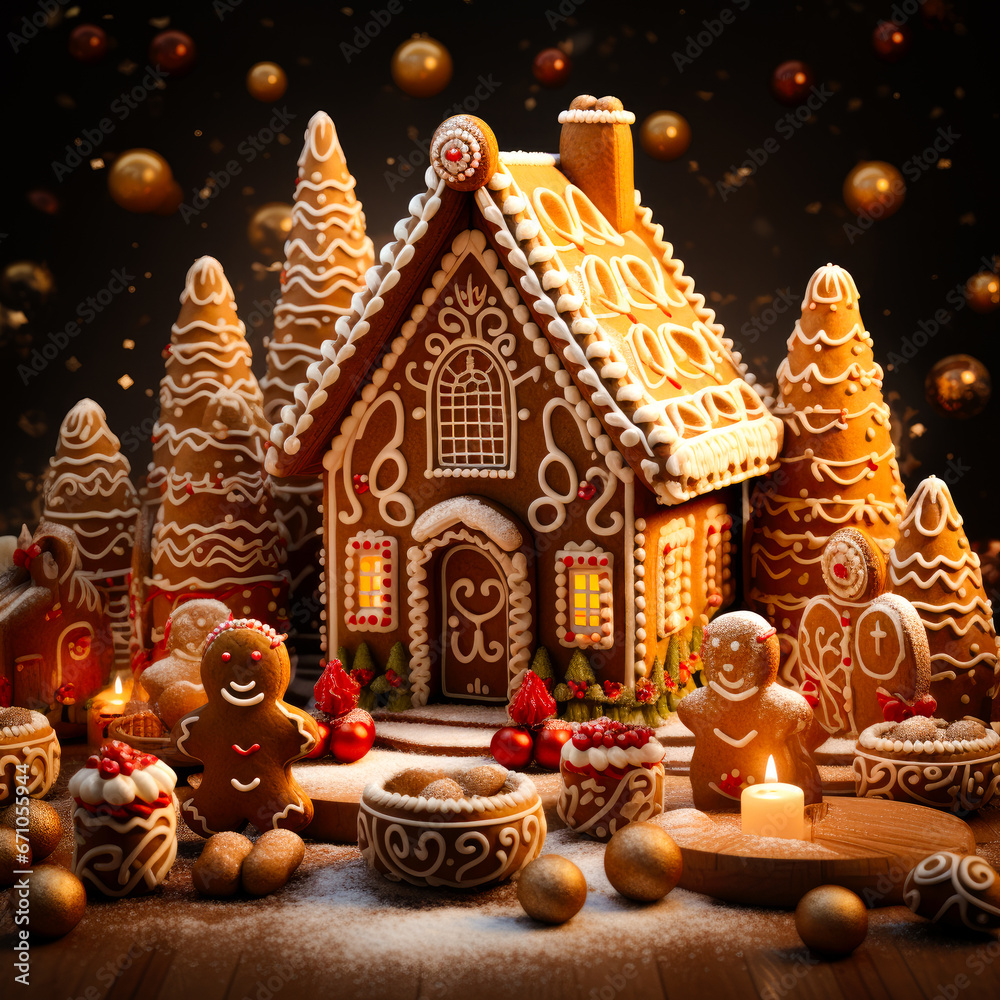 Festive Gingerbread Baking: Delicious Aroma and Decorations for Christmas Celebration generated with AI