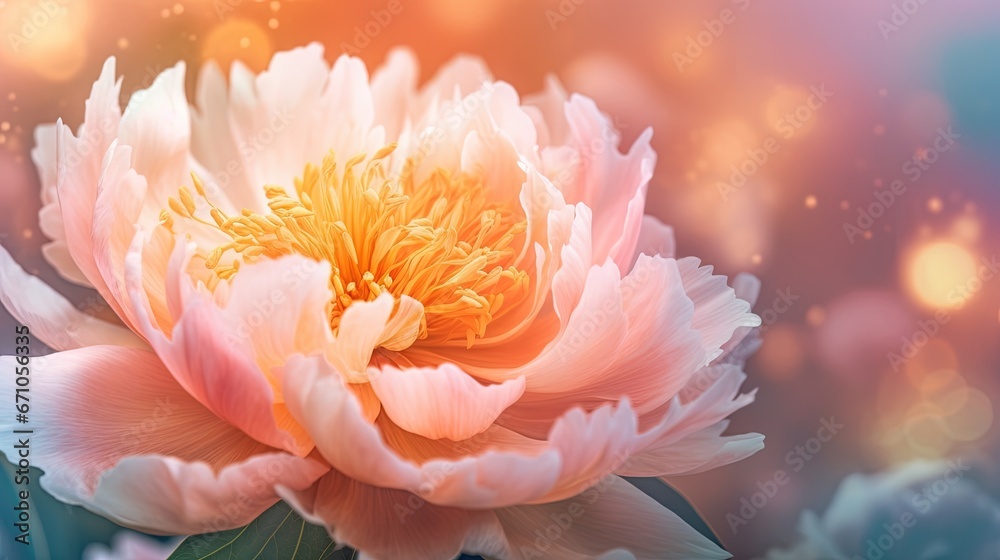 a large pink flower with a green leaf in the middle. generative ai a large pink flower with a green leaf in the middle. generative ai
