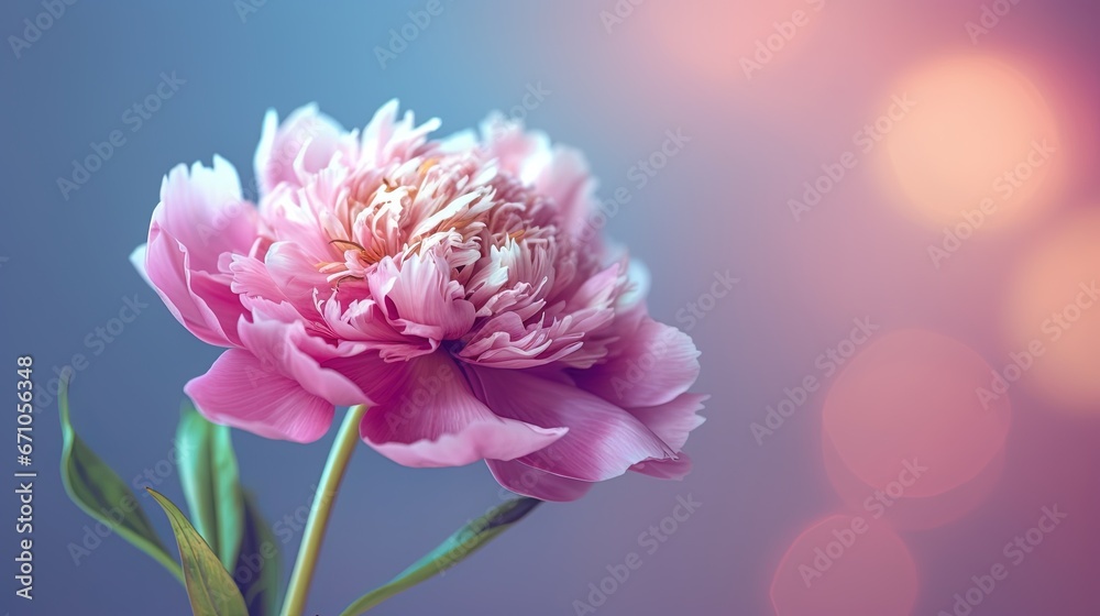  a pink flower is in a vase with a blurry background.  generative ai