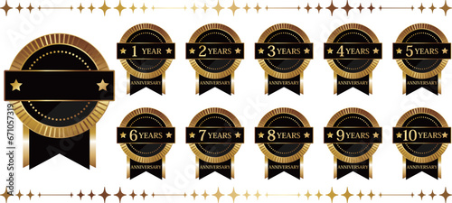 高級感のあるエンブレム11種セット　ブラック＆ゴールド