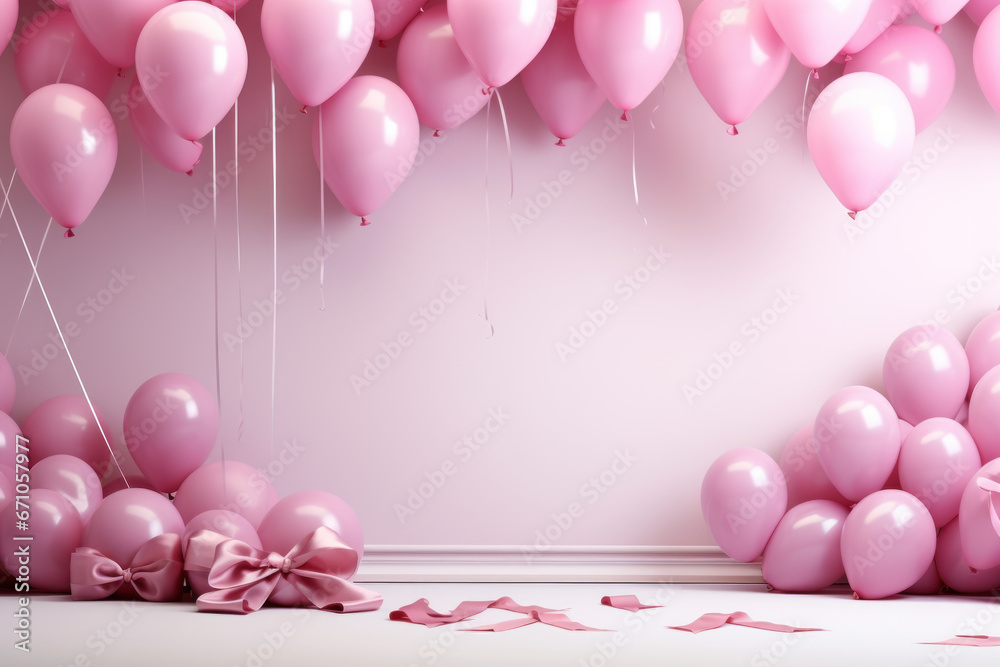 Design element pink balloons background for greeting card