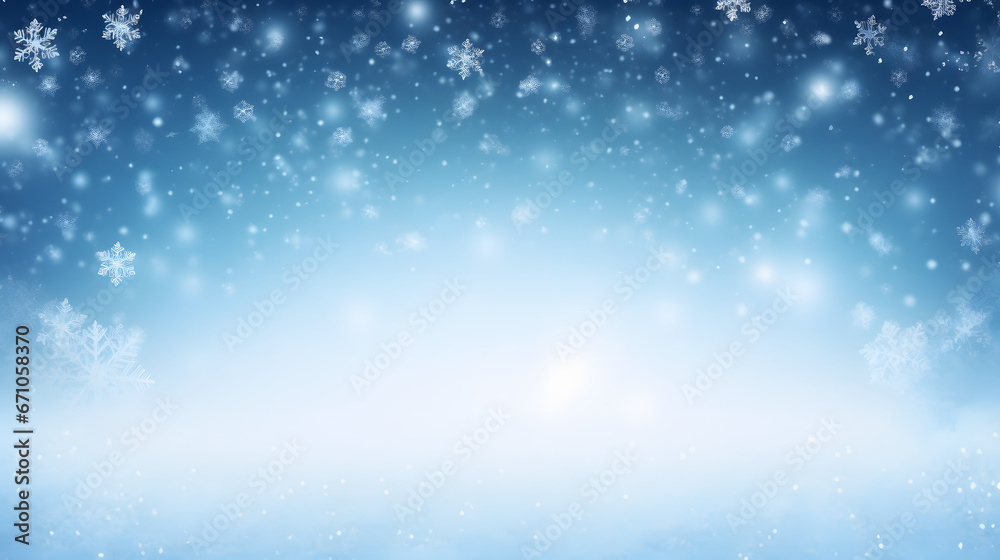 Christmas blue background with snow.