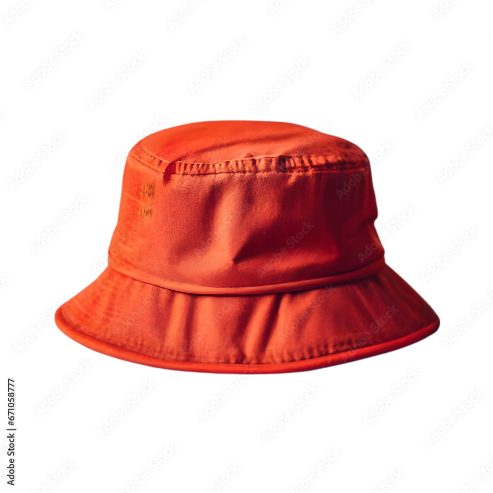 Fototapeta premium Women's Red Bucket Hat IIllustration Art With a Transparent Background Generative AI.