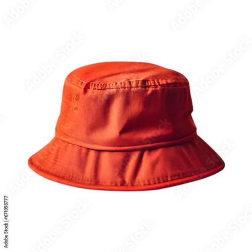 Women's Red Bucket Hat IIllustration Art With a Transparent Background Generative AI.