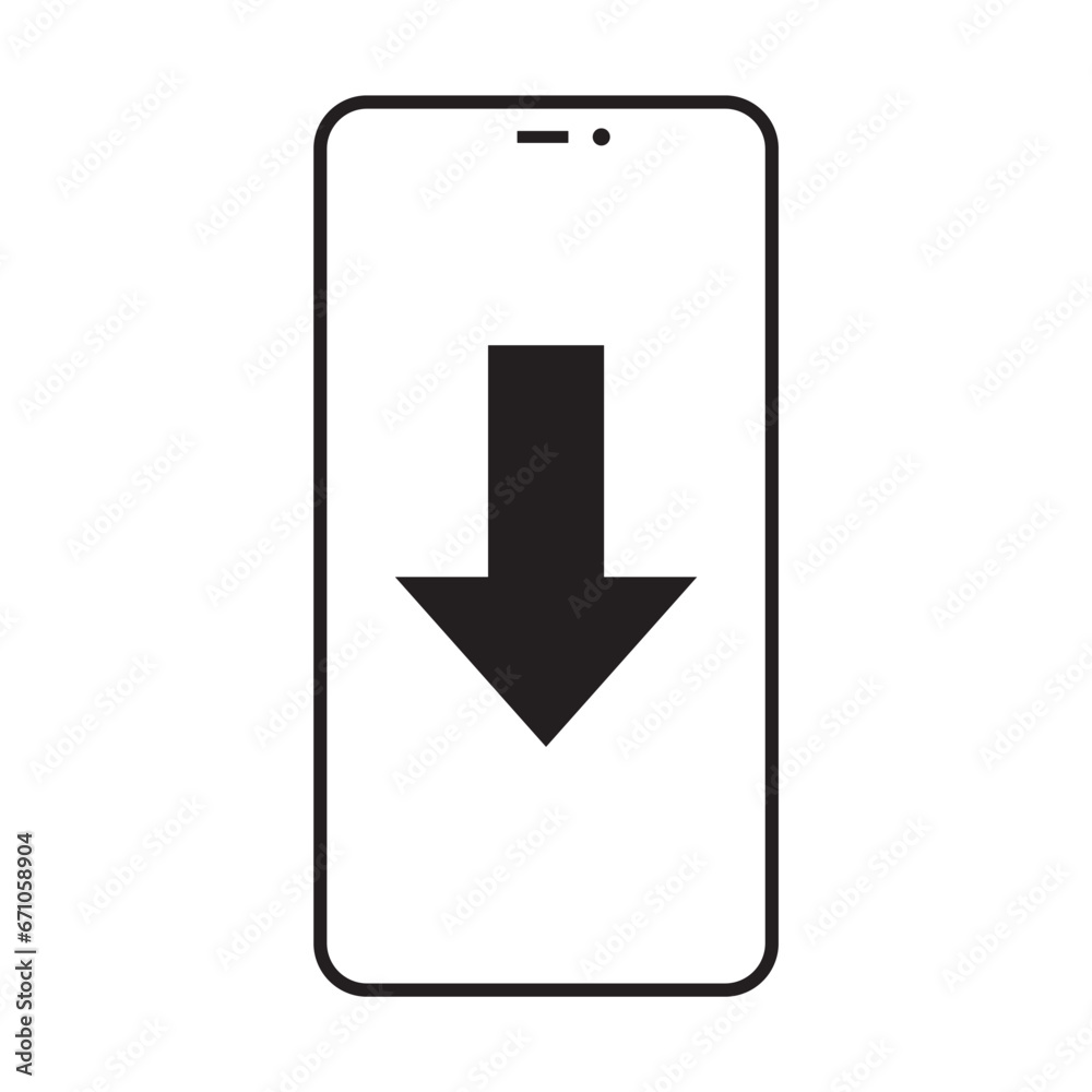 Smartphone with black arrow vector symbol. Smartphone with black arrow vector symbol.
