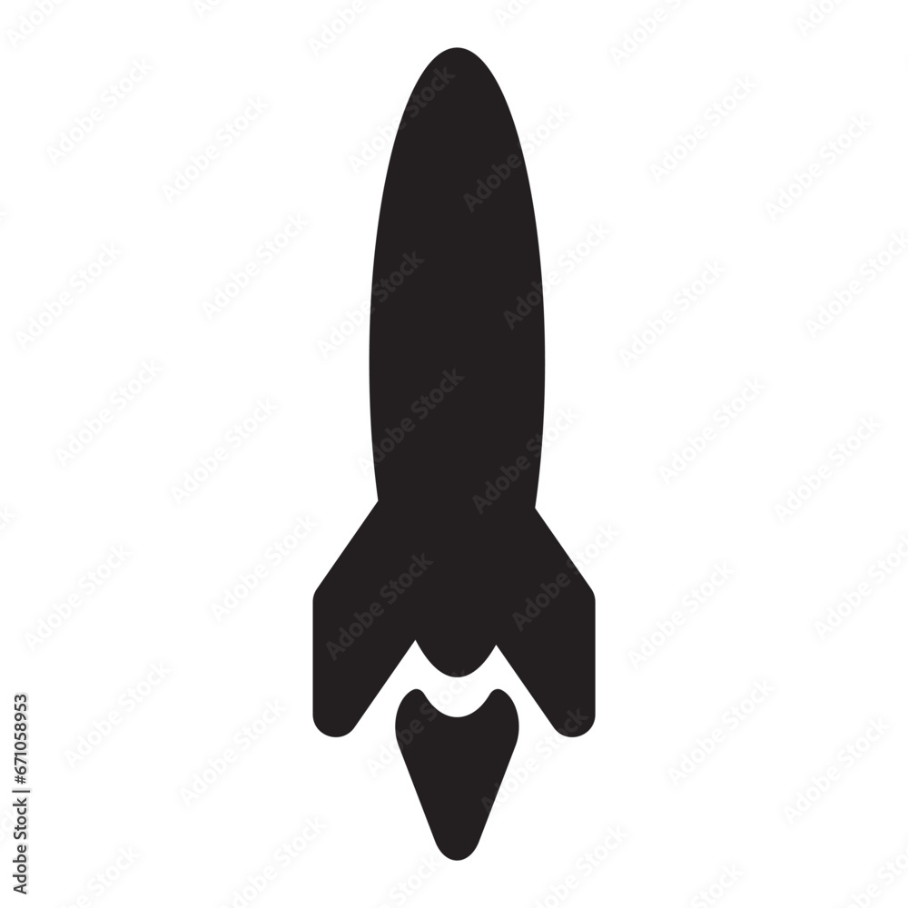 Rocket icon in black color. Rocket icon in black color.