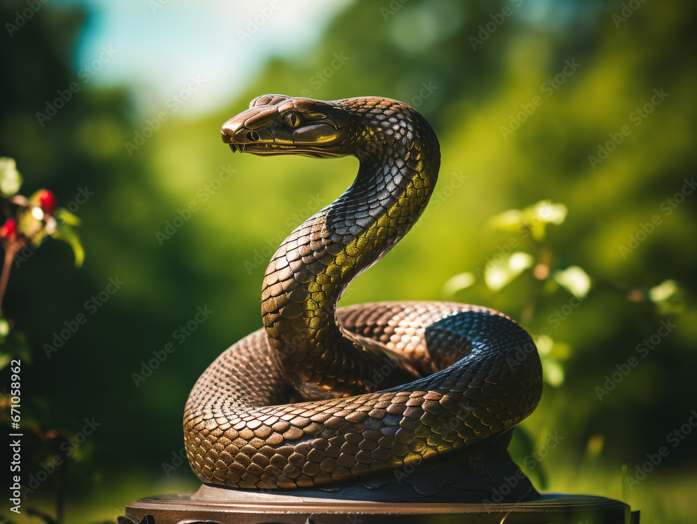 Fototapeta premium A Bronze Statue of a Snake