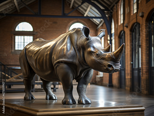 A Bronze Statue of a Rhino