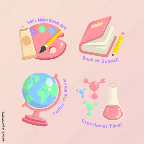vector flat colorful creativity back to school labels collection sticker
