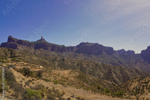 From the Cruz de Timagada viewpoint you can enjoy spectacular views of the Caldera de Tejeda. From this place you can see Roque Nublo above the walls of the large platform that supports it. photo