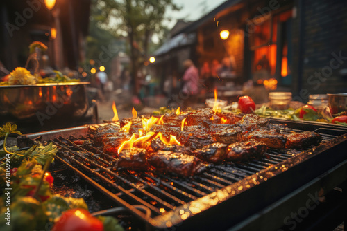 Grill meat on coals