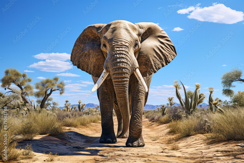 Fototapeta premium Large majestic gray elephant, wild animal look