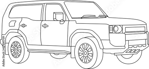off-road car line art for coloring book