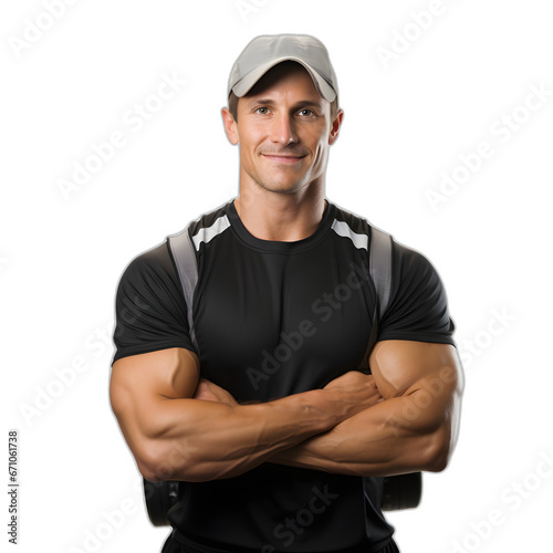 Fitness trainer coaching isolated on transparent or white background, png