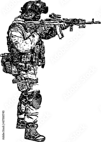 Silhouette image of a soldier holding a weapon