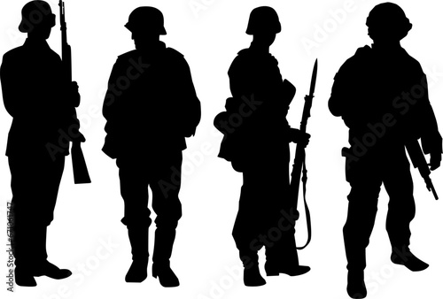 Silhouette image of a soldier holding a weapon