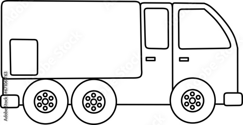 Truck line art for coloring book page