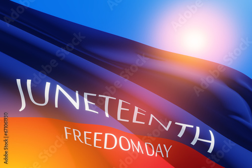 Juneteenth color with text Juneteenth Freedom Day with warm glow. Since 1865. Banner.