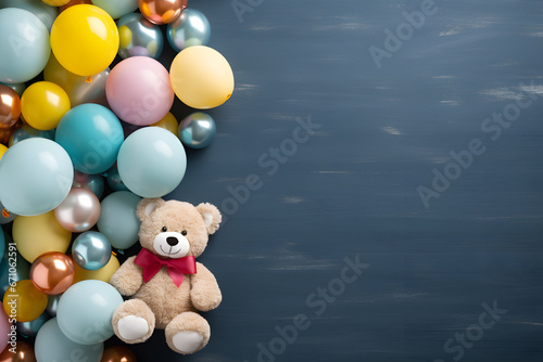 Bear and Balloon for Party Invitations Background © ITrWorks