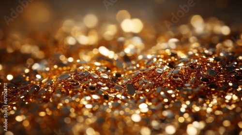 A shimmering heap of golden and amber coins glint in the soft light, tempting with the promise of untold riches and endless possibility