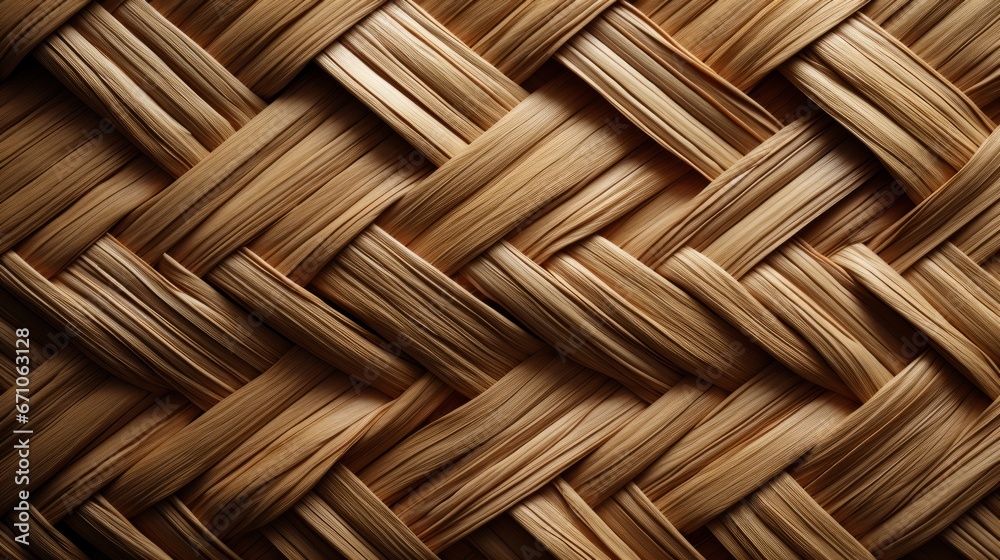 A rustic pattern of interwoven wood and fabric lies atop the smooth wooden floor, evoking a sense of warmth and coziness A rustic pattern of interwoven wood and fabric lies atop the smooth wooden floor, evoking a sense of warmth and coziness