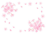 水彩で描いた満開桜のフレーム
