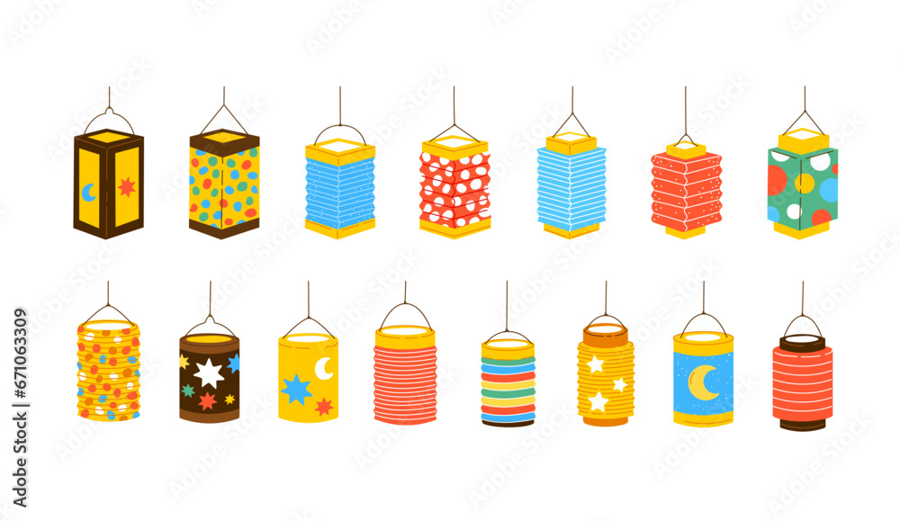Αυτοκόλλητο Set of diverse lantern for saint martin day
