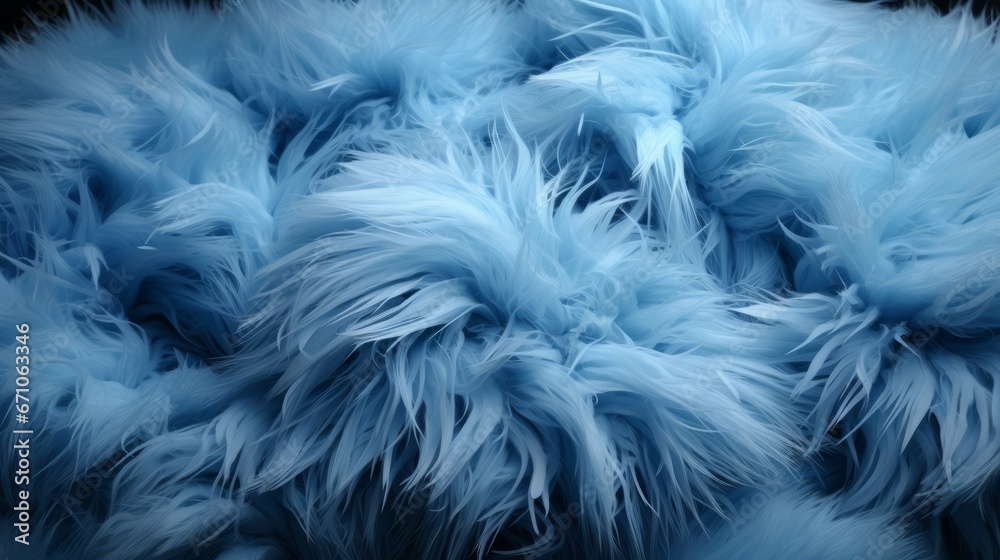 Obraz premium A mesmerizing swirl of soft, feathery fur, resembling a cozy scarf, captures the eye with its bold, vibrant blue hue