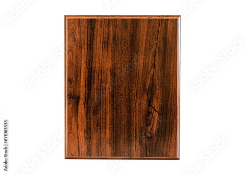 Samples of wooden award plaques isolated on white background. Wooden plaque, blank template.