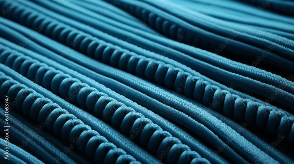A vibrant blue fabric beckons with its rich texture and alluring hue, evoking a sense of depth and intrigue