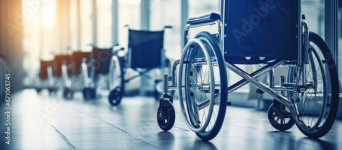 wheelchair in hospital corridor