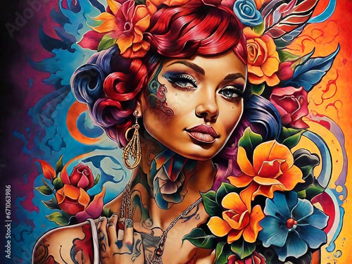 Colorful tattoo authentic poster