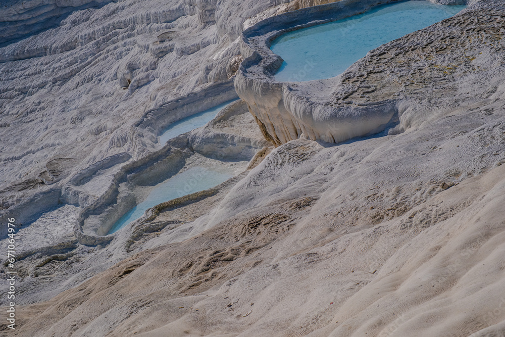 Fototapeta premium Turkish pools on travertine terraces near Pamukkale