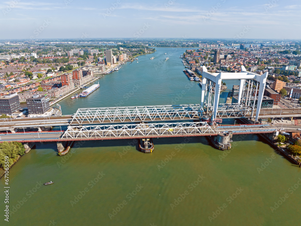 Φωτογραφία Aerial from the City bridge at the Oude Maas near Dordrecht in the Netherlands