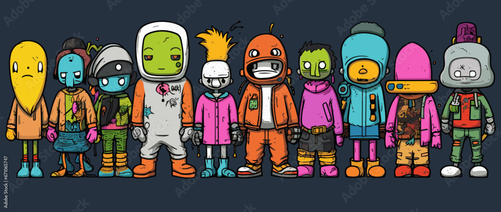 set of cartoon monsters set of cartoon monsters