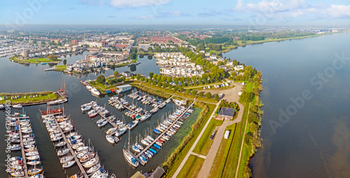 Aerial panorama from the city Zeewolde at the Veluwe meer in the Netherlands photo