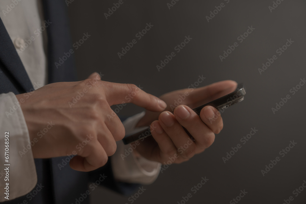 person business man using mobile phones for his direct business and communications with customer and projects team person business man using mobile phones for his direct business and communications with customer and projects team