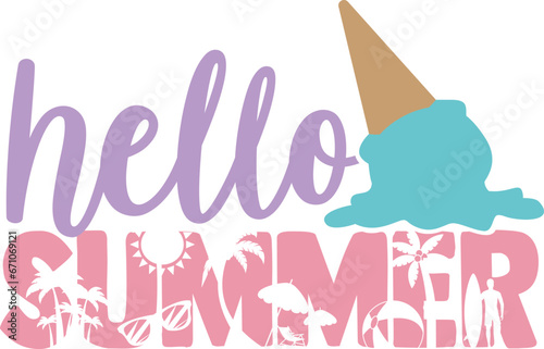 Hello Summer - Ice Cream Illustration