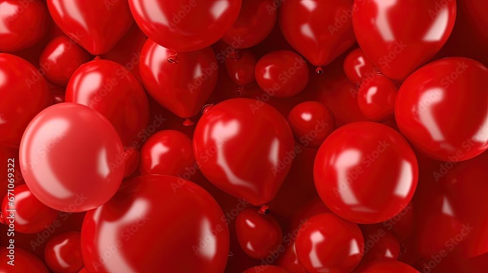 a large group of red balloons in the shape of hearts. generative ai a large group of red balloons in the shape of hearts. generative ai