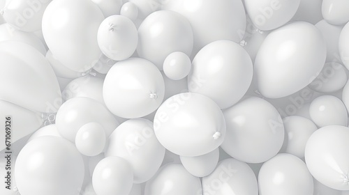  a large group of white balloons floating in the air together.  generative ai