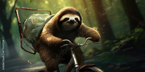 Sloth riding a bike 