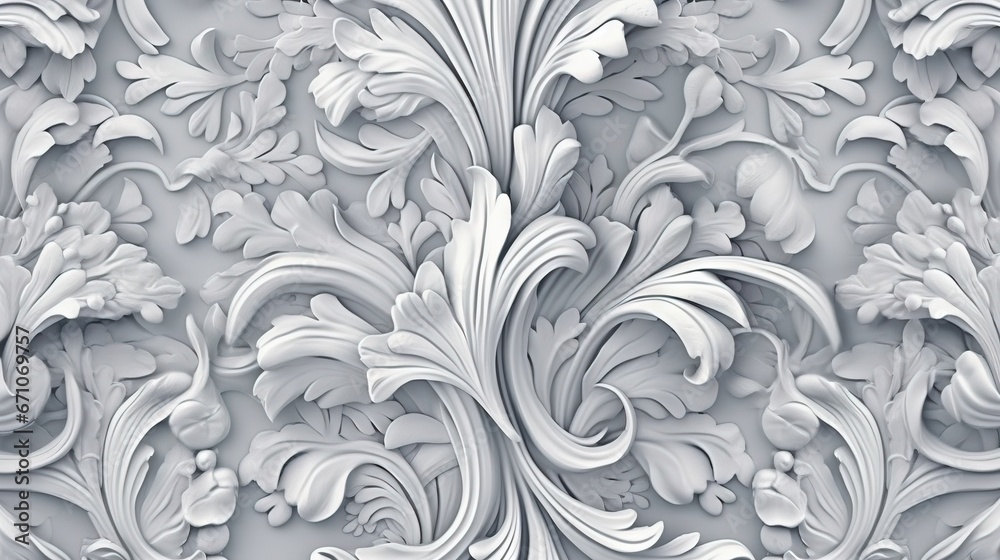  a close up view of a wallpaper with white flowers.  generative ai - obrazy, fototapety, plakaty 