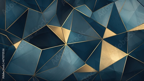  a blue and gold abstract background with a pattern of overlapping shapes. generative ai