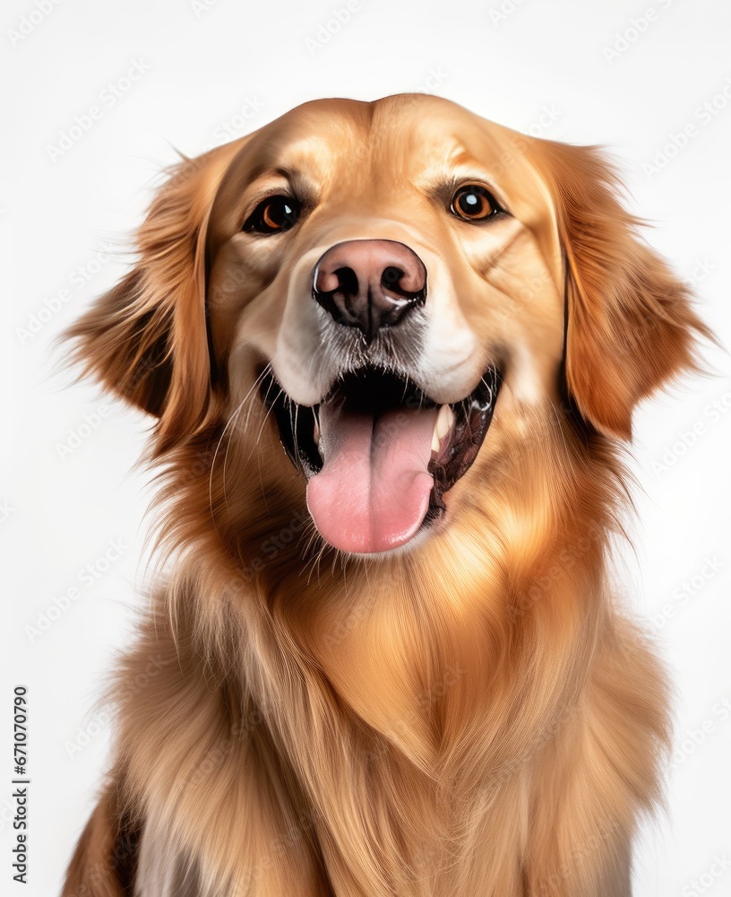 Portrait of a golden retriever dog in happy mood