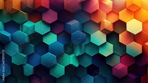  a colorful abstract background with hexagons in different colors. generative ai