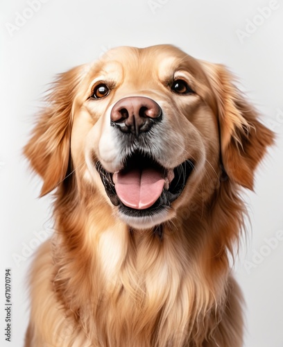 Portrait of a golden retriever dog in happy mood