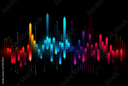 Sound waves modern sound equalizer. Radio wave icons. Volume level symbols. Music frequency. Abstract digital equalizers for music application photo