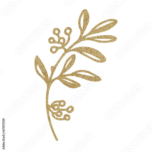 glitter gold boho floral shapes branches